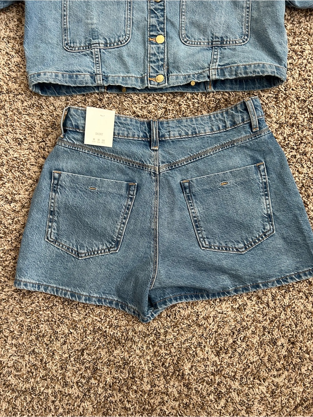 Zara Blue Denim Button-Up and Mini Skort Set - Picture 4 of 9